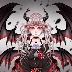 Preview wallpaper demon, horns, wings, anime