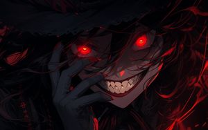 Preview wallpaper demon, smile, evil, anime, art, red