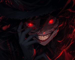 Preview wallpaper demon, smile, evil, anime, art, red