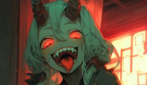 Preview wallpaper demon, vampire, horns, anime