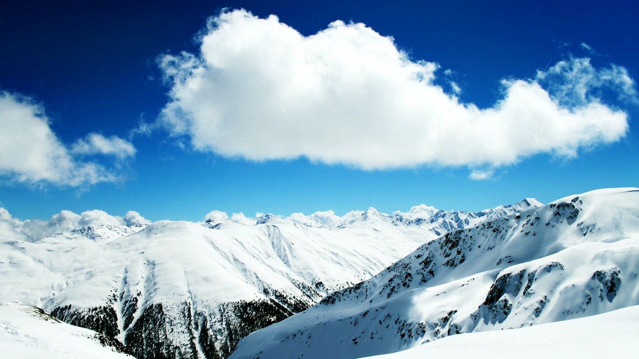 Wallpaper descent, mountains, mountain-skiing, resort, snow