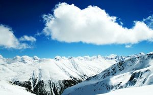 Preview wallpaper descent, mountains, mountain-skiing, resort, snow