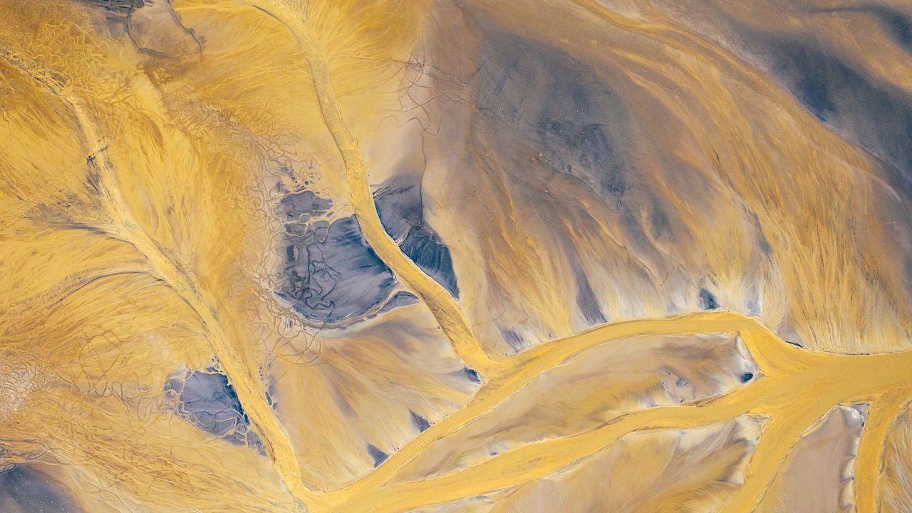 Wallpaper desert, aerial view, relief, texture