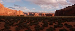 Preview wallpaper desert, bushes, evening, shade