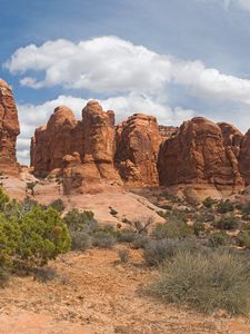 Preview wallpaper desert, canyons, bushes, vegetation