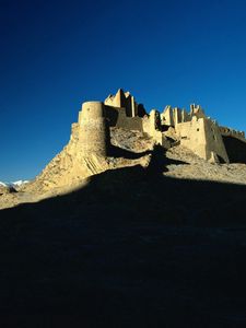 Preview wallpaper desert, castle, shade, sand, evening