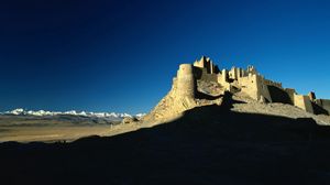 Preview wallpaper desert, castle, shade, sand, evening