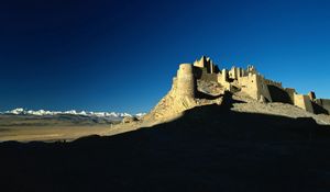 Preview wallpaper desert, castle, shade, sand, evening