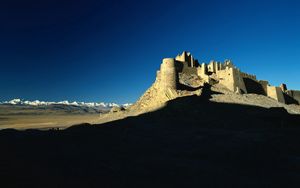 Preview wallpaper desert, castle, shade, sand, evening