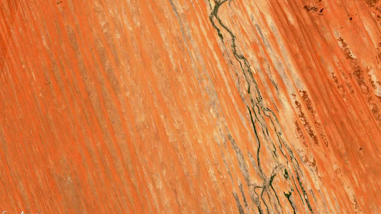 Wallpaper desert, cranny, aerial view, brown