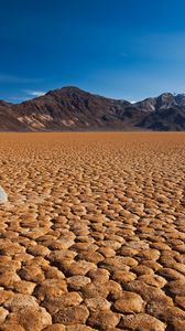 Preview wallpaper desert, drought, dead lake, stone, mountains