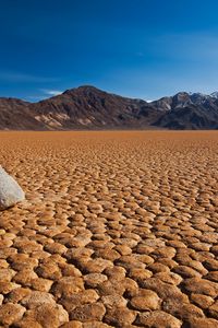 Preview wallpaper desert, drought, dead lake, stone, mountains