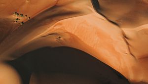 Preview wallpaper desert, dunes, aerial view, sand, hills