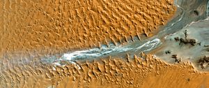 Preview wallpaper desert, dunes, aerial view, relief, texture