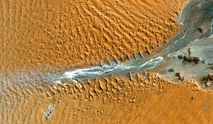 Preview wallpaper desert, dunes, aerial view, relief, texture