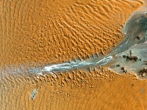 Preview wallpaper desert, dunes, aerial view, relief, texture