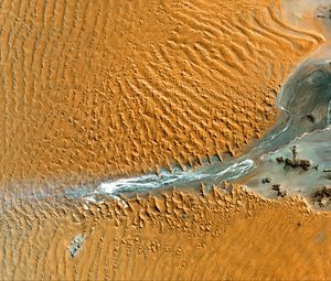Preview wallpaper desert, dunes, aerial view, relief, texture