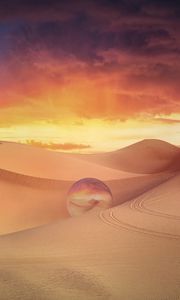 Preview wallpaper desert, dunes, crystal ball, sand, clouds