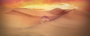 Preview wallpaper desert, dunes, crystal ball, sand, clouds