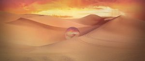 Preview wallpaper desert, dunes, crystal ball, sand, clouds