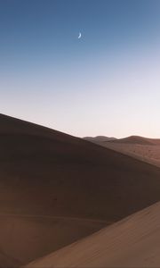 Preview wallpaper desert, dunes, hills, moon, sand