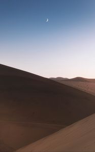 Preview wallpaper desert, dunes, hills, moon, sand