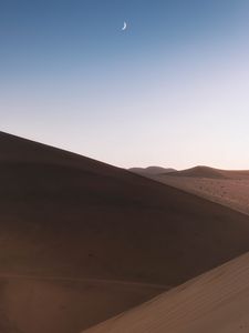 Preview wallpaper desert, dunes, hills, moon, sand