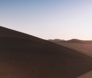 Preview wallpaper desert, dunes, hills, moon, sand