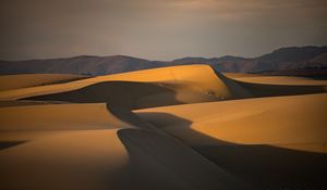 Preview wallpaper desert, dunes, hills, sand, dusk