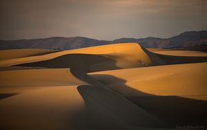 Preview wallpaper desert, dunes, hills, sand, dusk