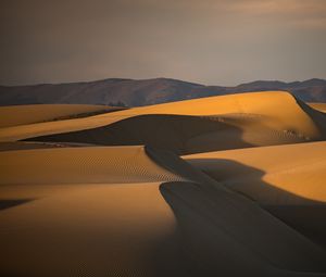 Preview wallpaper desert, dunes, hills, sand, dusk