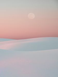 Preview wallpaper desert, dunes, moon, sand, white