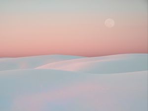 Preview wallpaper desert, dunes, moon, sand, white