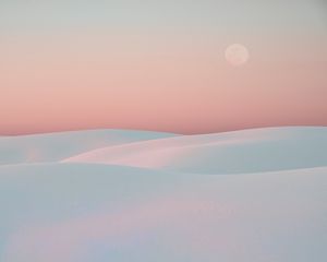 Preview wallpaper desert, dunes, moon, sand, white