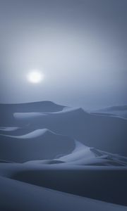 Preview wallpaper desert, dunes, moon, night, moonlight, landscape