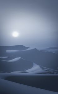 Preview wallpaper desert, dunes, moon, night, moonlight, landscape