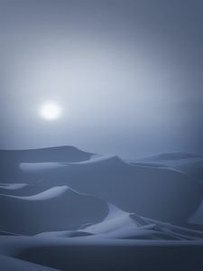 Preview wallpaper desert, dunes, moon, night, moonlight, landscape