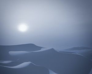 Preview wallpaper desert, dunes, moon, night, moonlight, landscape