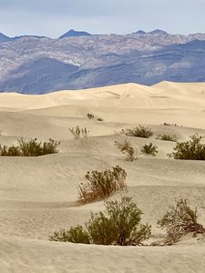 Preview wallpaper desert, dunes, mountains, nature, landscape