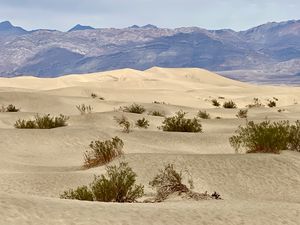 Preview wallpaper desert, dunes, mountains, nature, landscape
