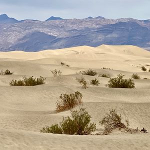 Preview wallpaper desert, dunes, mountains, nature, landscape