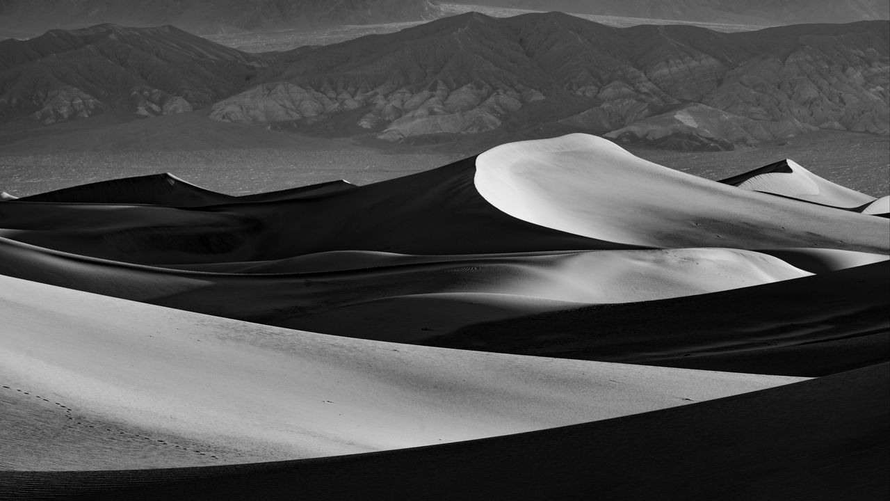 Wallpaper desert, dunes, sand, black and white, relief