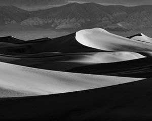 Preview wallpaper desert, dunes, sand, black and white, relief
