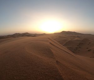 Preview wallpaper desert, dunes, sand, sunset, wildlife