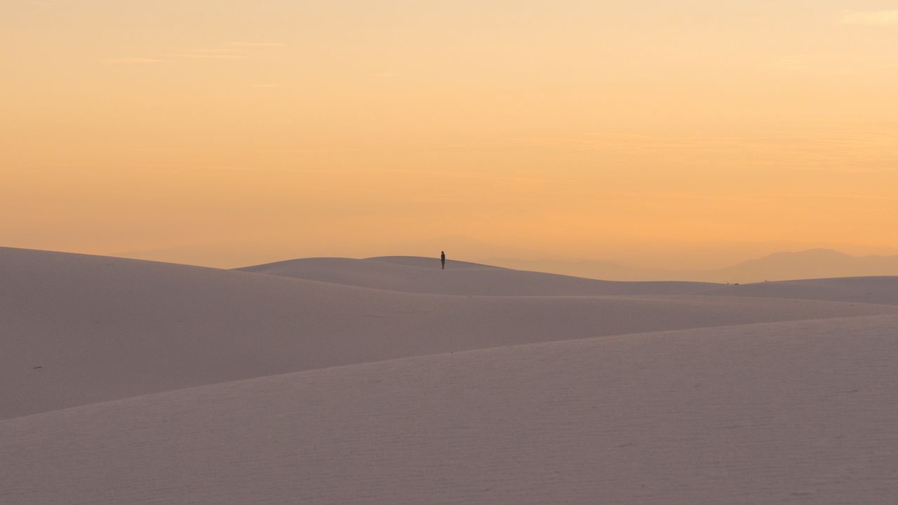 Wallpaper desert, dunes, sand, silhouette, loneliness, horizon
