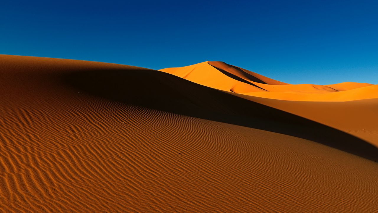 Wallpaper desert, dunes, sand, shadow, hills
