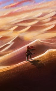 Preview wallpaper desert, dunes, silhouette, travel, art