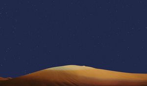 Preview wallpaper desert, hill, starry sky, stars, night