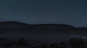Preview wallpaper desert, hills, moon, dusk, night