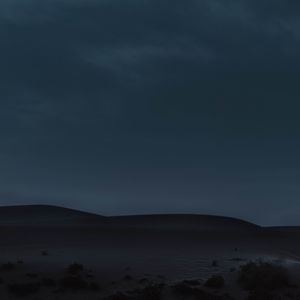 Preview wallpaper desert, hills, moon, dusk, night